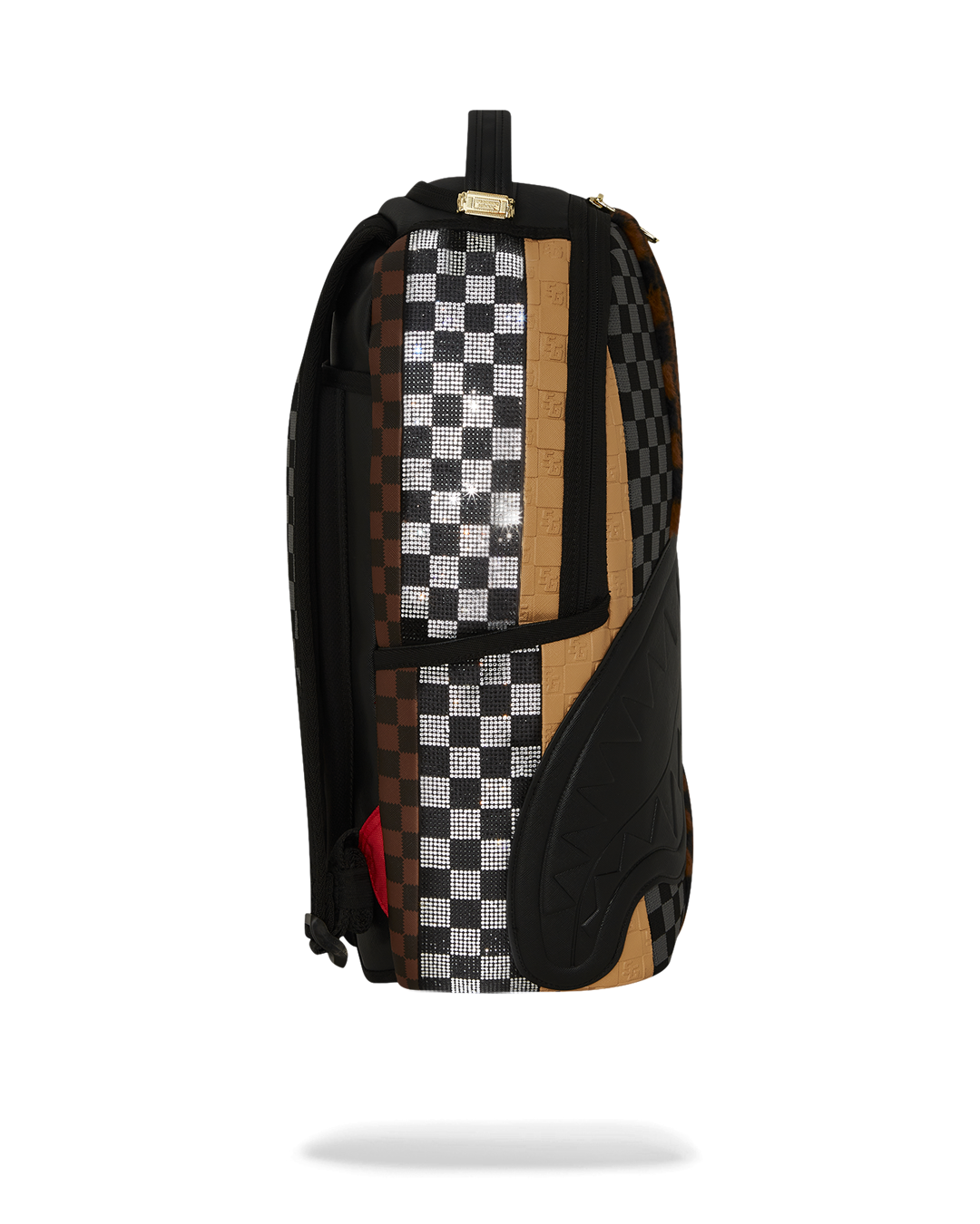 Back panel with ergonomic mesh padding and travel sleeve on luxury backpack