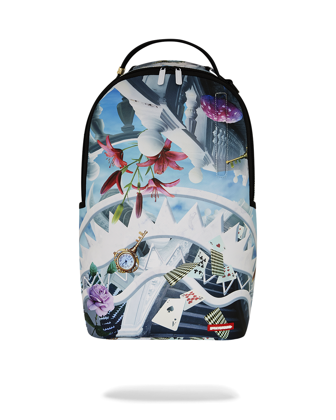 Faux leather backpack with gold zippers and front pocket, ideal for women on the go