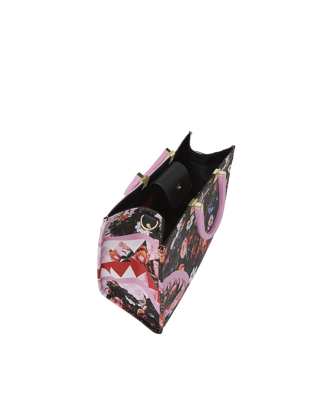 Interior of tote bag showing zipper pocket and space for a 14-inch laptop