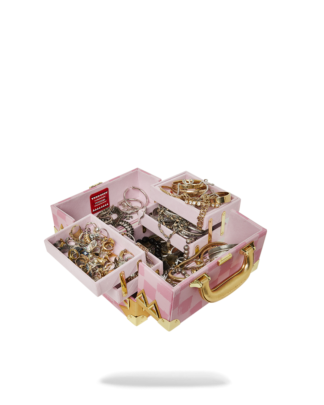 Luxury wolf jewelry box with tiered shelving and removable tray