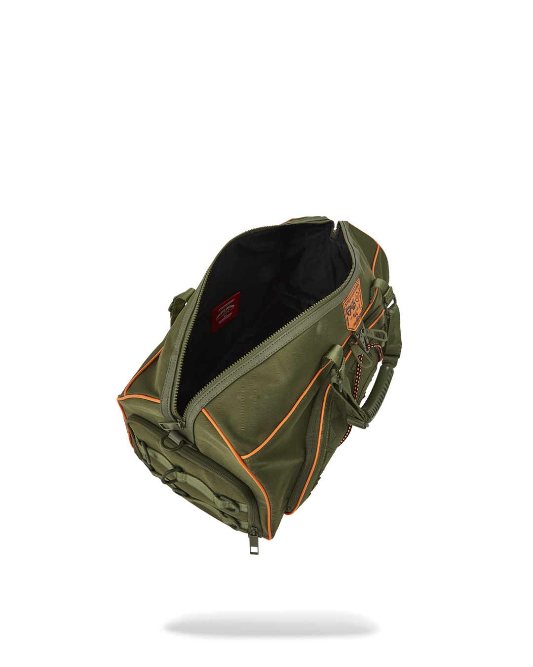 Close-up of the metal zippers on the Tactical Shark Squad Duffle Bag.