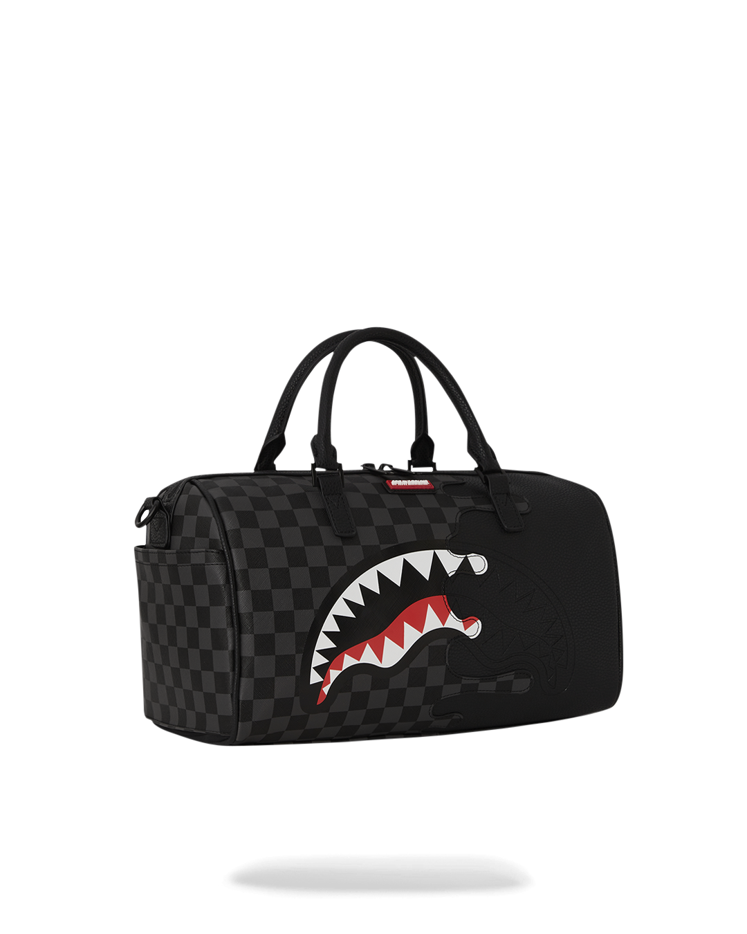 Lifestyle shot of the faux leather bag in use during a casual outing.