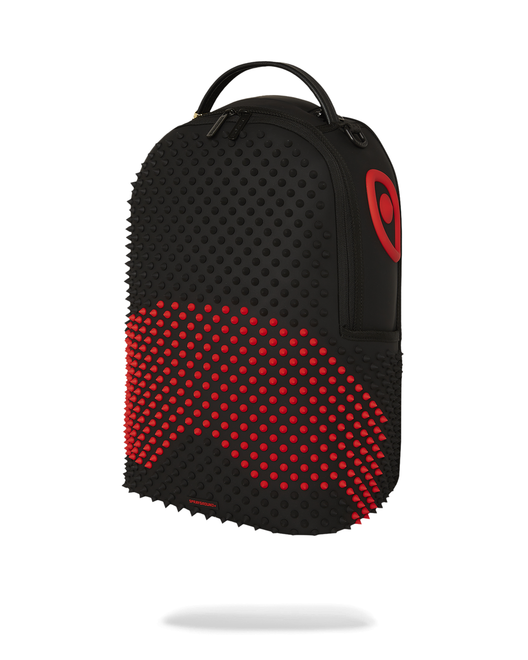 Side view of the faux leather mini backpack with adjustable straps.