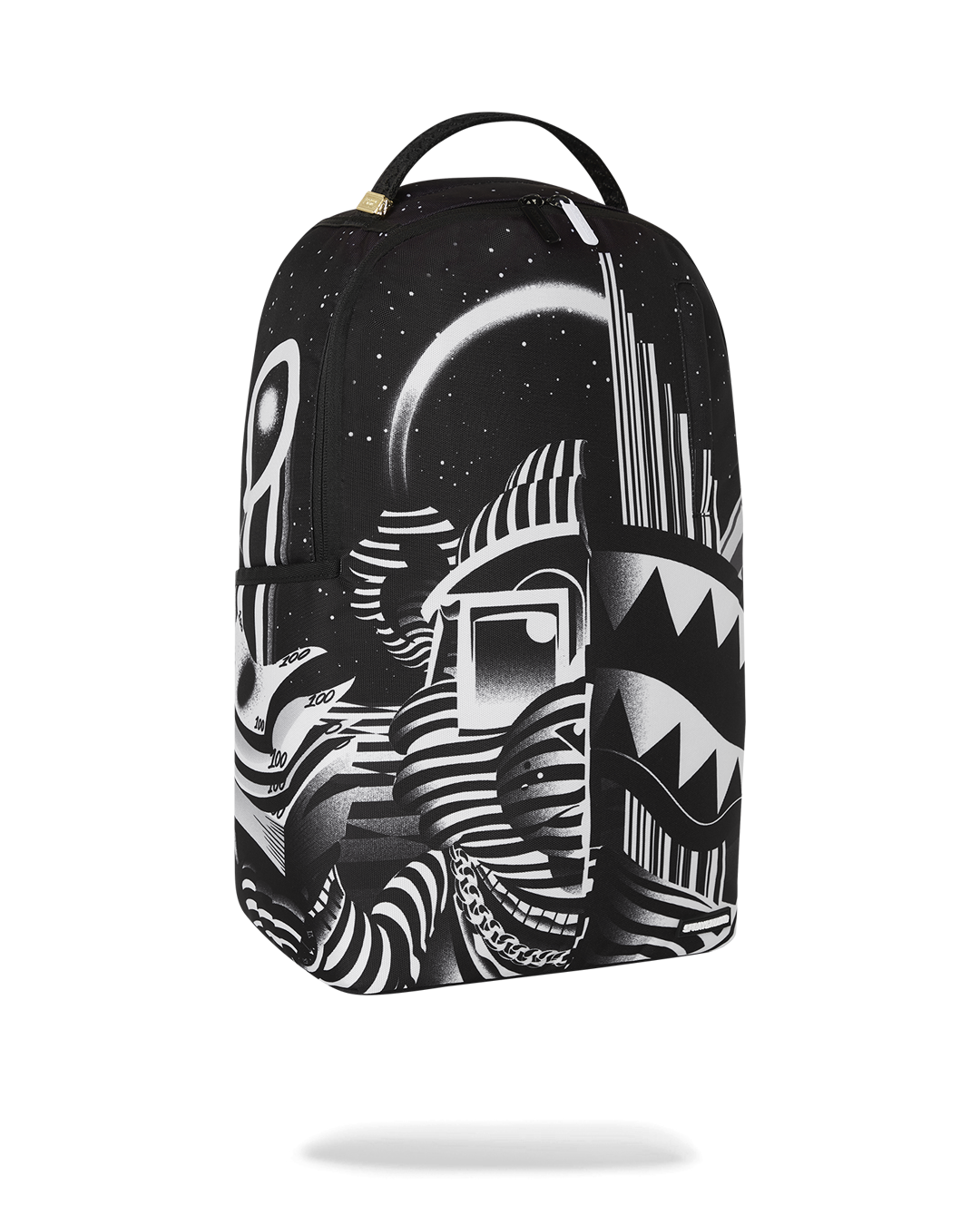 DLXR backpack with adjustable straps and gold zippers