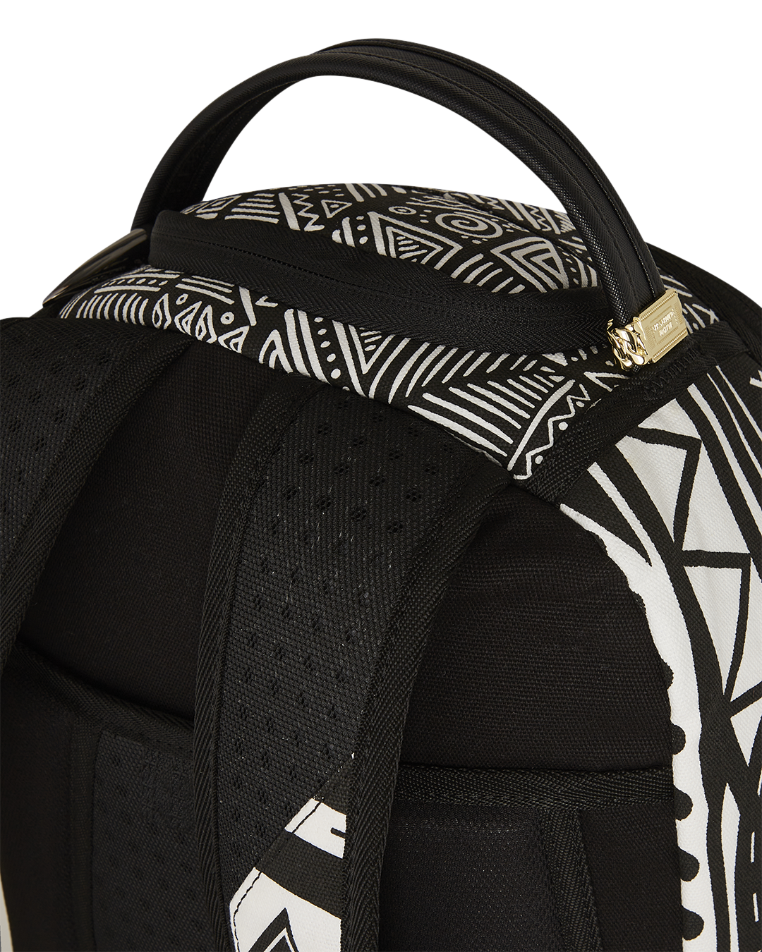 Side view highlighting water-resistant faux leather and side pockets of the backpack