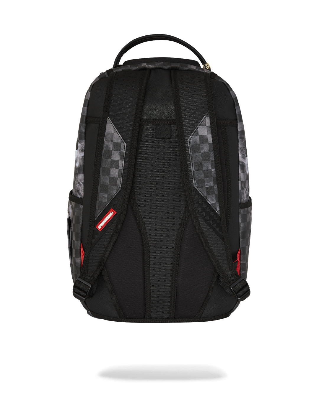 Close-up of DLXV backpacks BLEACH graphic and gold zippers
