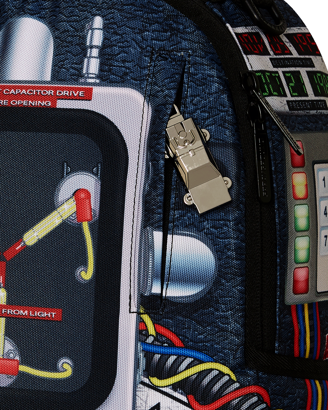 Back to the Future Flux Mode backpack with separate velour laptop compartment and mesh organizer pocket
