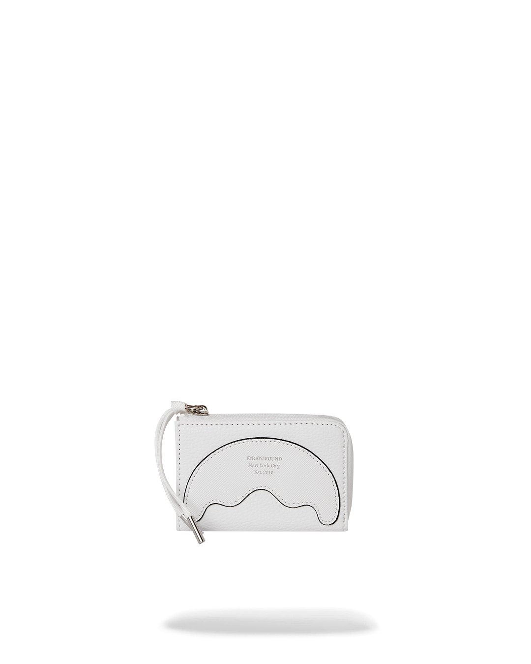 Sharkmouth Reflective Men's Wallet front view, showcasing the embossed silver foil lettering