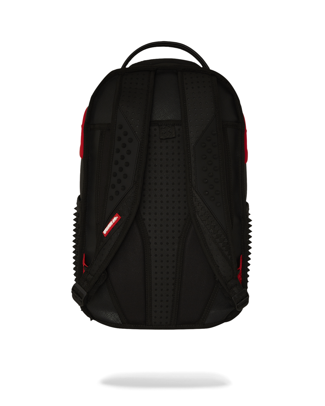 Front view of Spike Faux Leather Backpack showcasing rubber spikes.