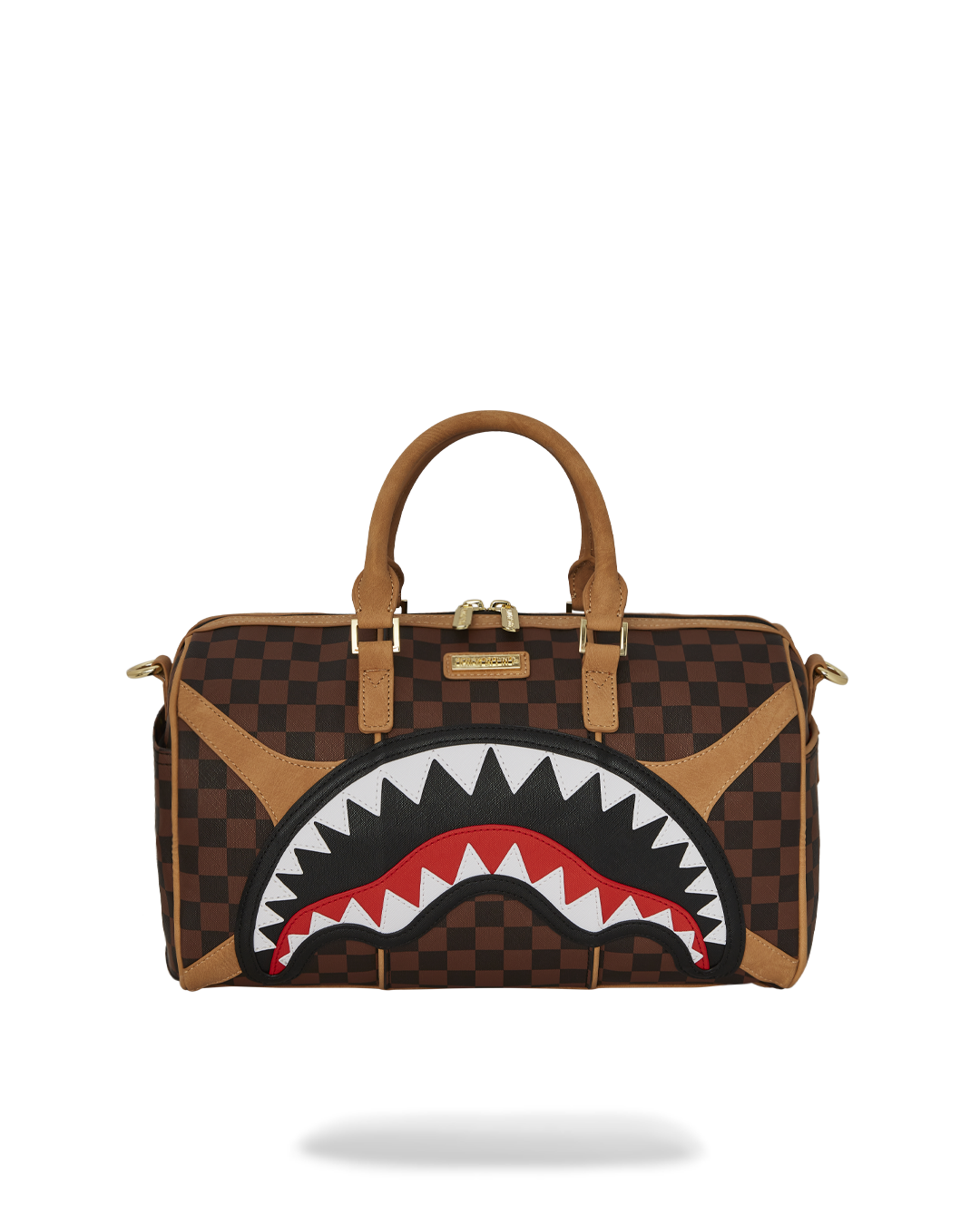 Stylish faux leather mini duffle bag displayed against a neutral background.