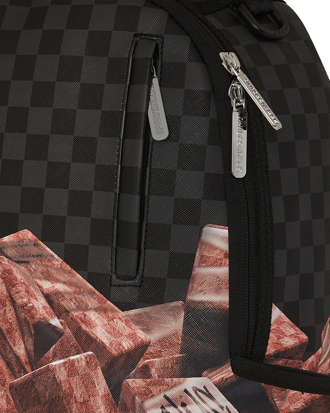 Interior view of leather laptop backpack with velour compartment.