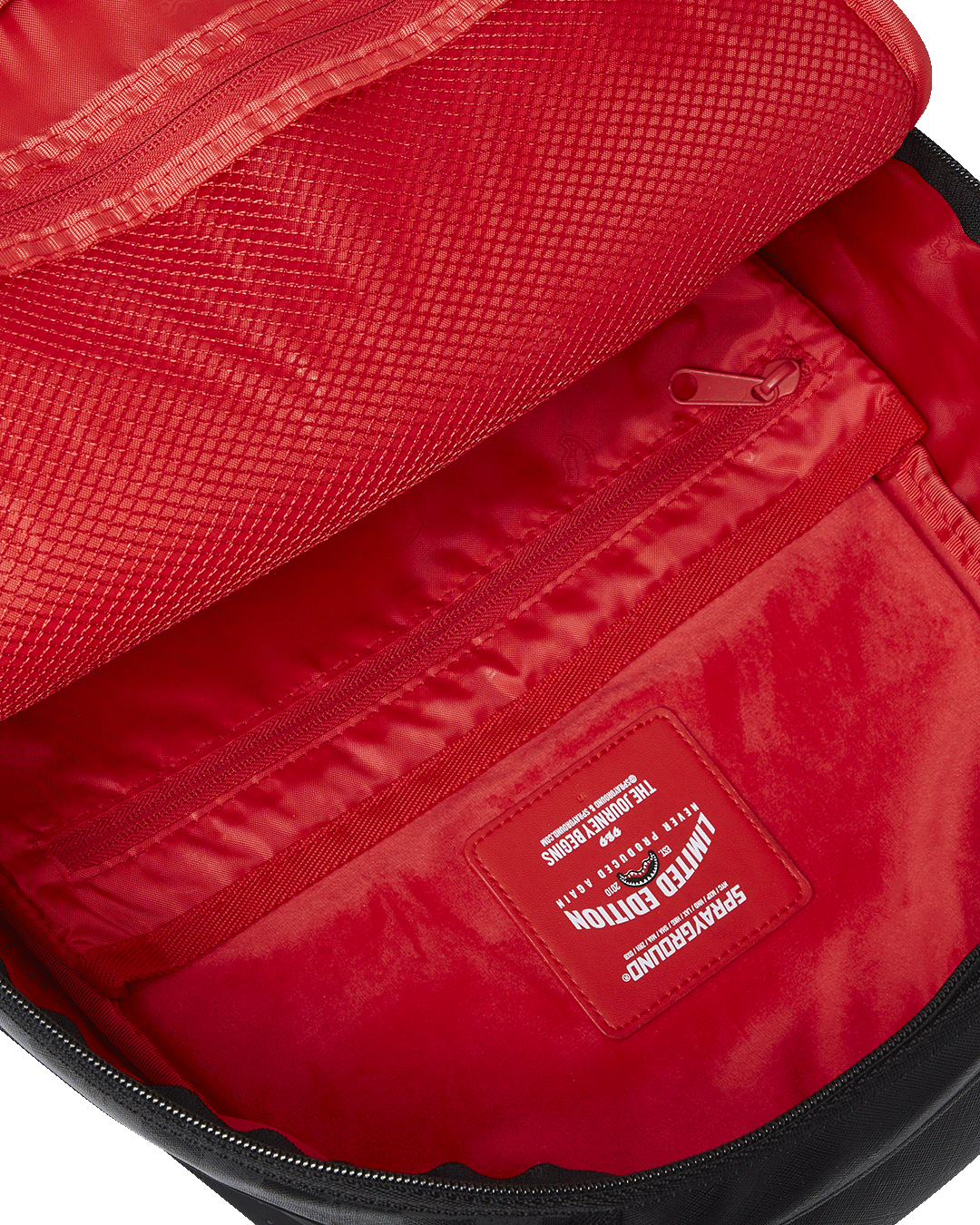 Back panel with ergonomic mesh padding and travel sleeve on luxury backpack