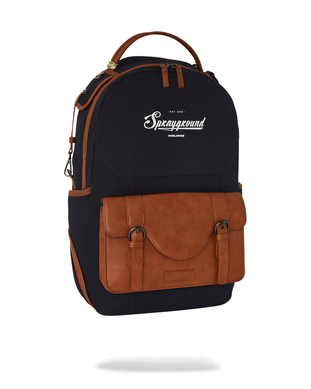Side angle of the backpack highlighting the side pockets and adjustable straps