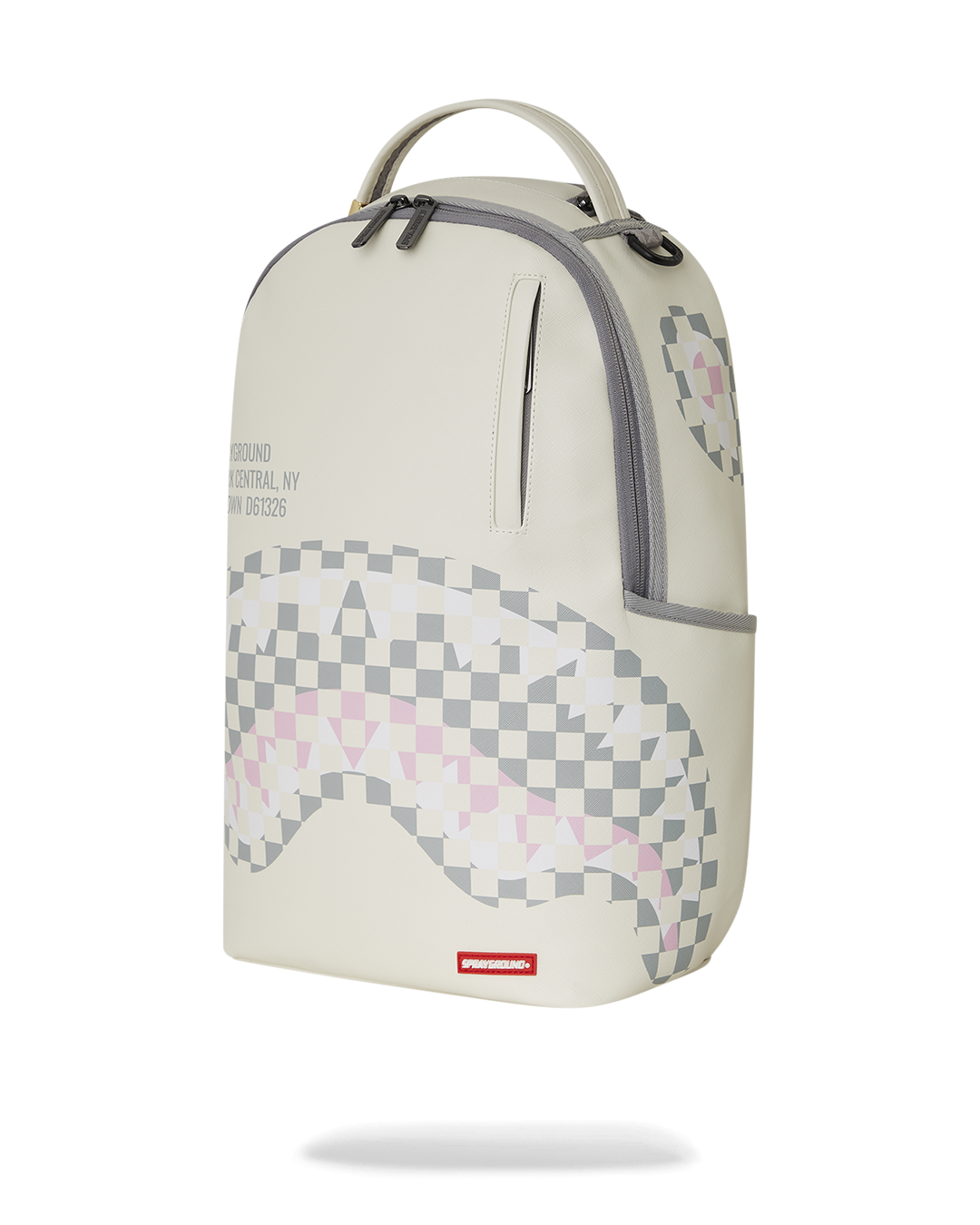 Open leather backpack purse with visible laptop sleeve and organizer pocket.
