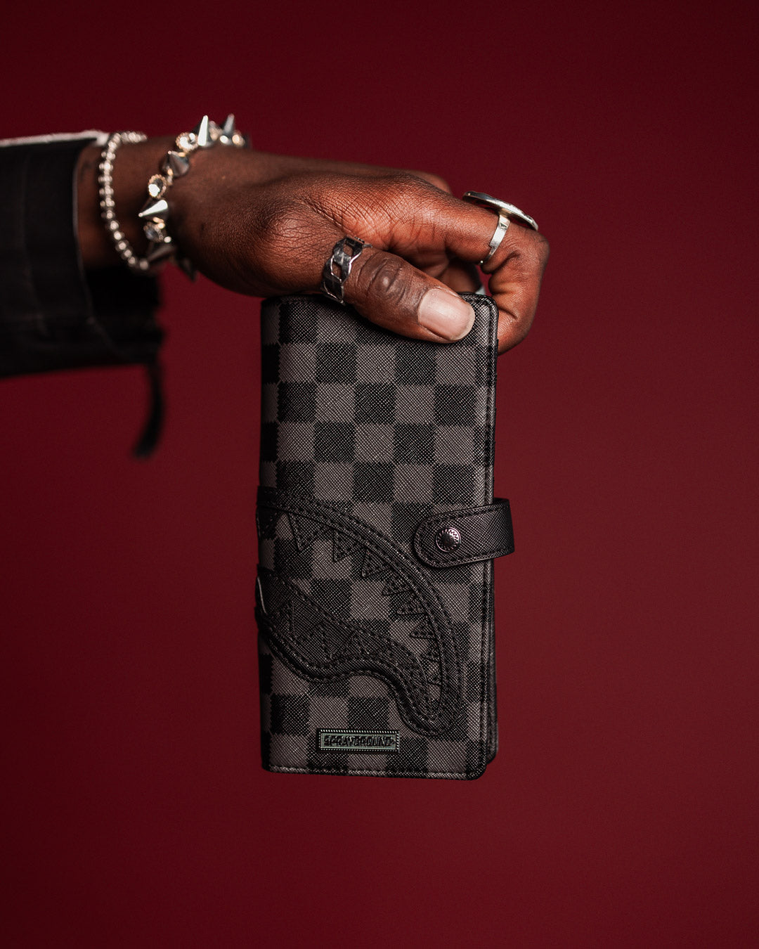 Midnight Château wallet open, showcasing interior card slots and bill slot