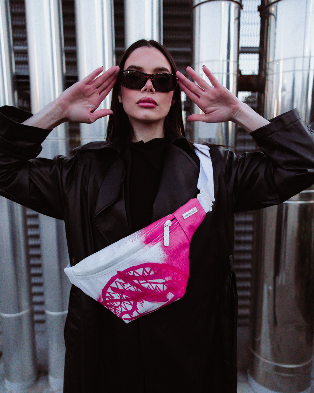 SavvyStorm waist bag worn across shoulder during downtown errands