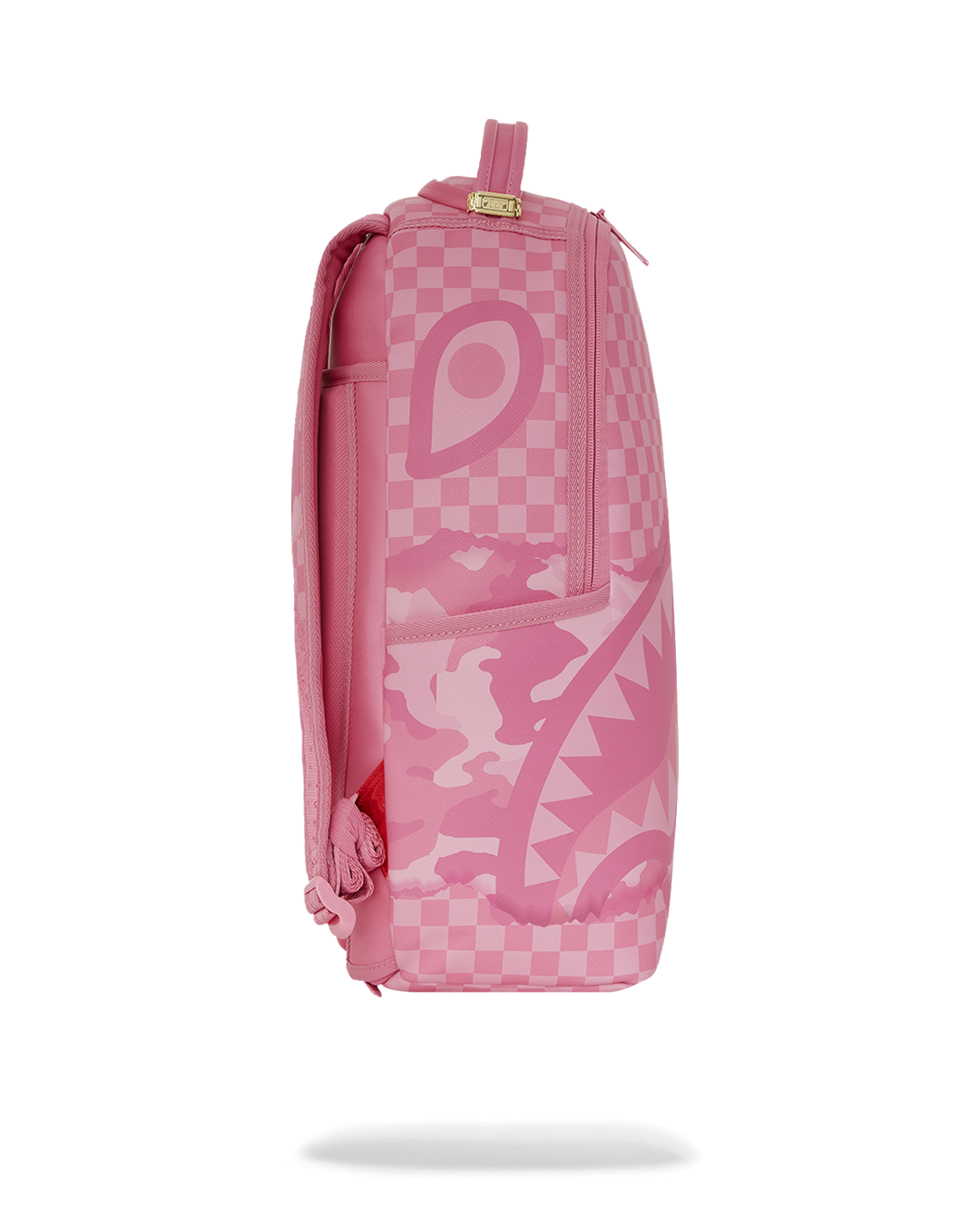 Side angle highlighting slide-through luggage sleeve