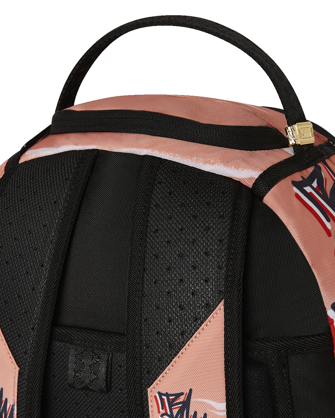 Bamm Bamm Flintstones Sprayground pink backpack with front zipper pocket and side pockets