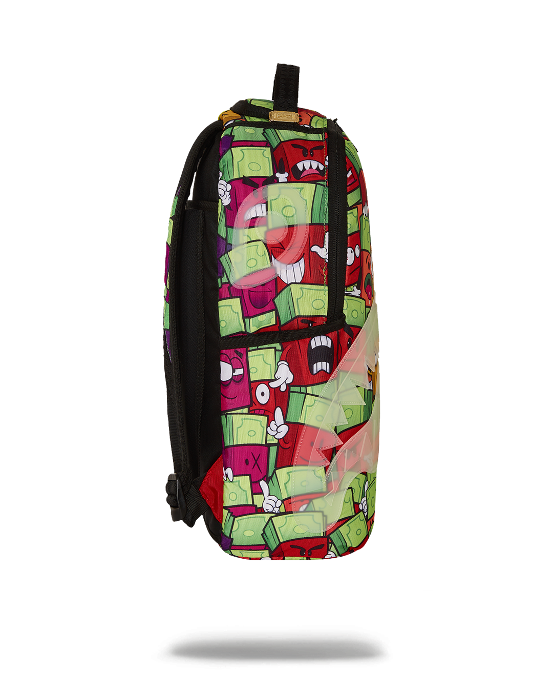 Side angle showing adjustable straps and ergonomic mesh back padding