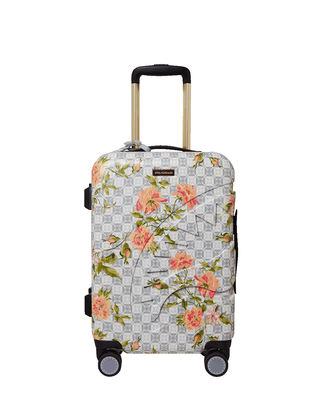 African Intelligence carry-on luggage front view with shark design