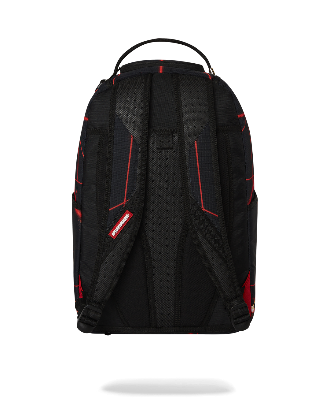 Laser Shark Backpack by Sprayground in clear, showing its durable 900D polyester fabric and ergonomic mesh back.