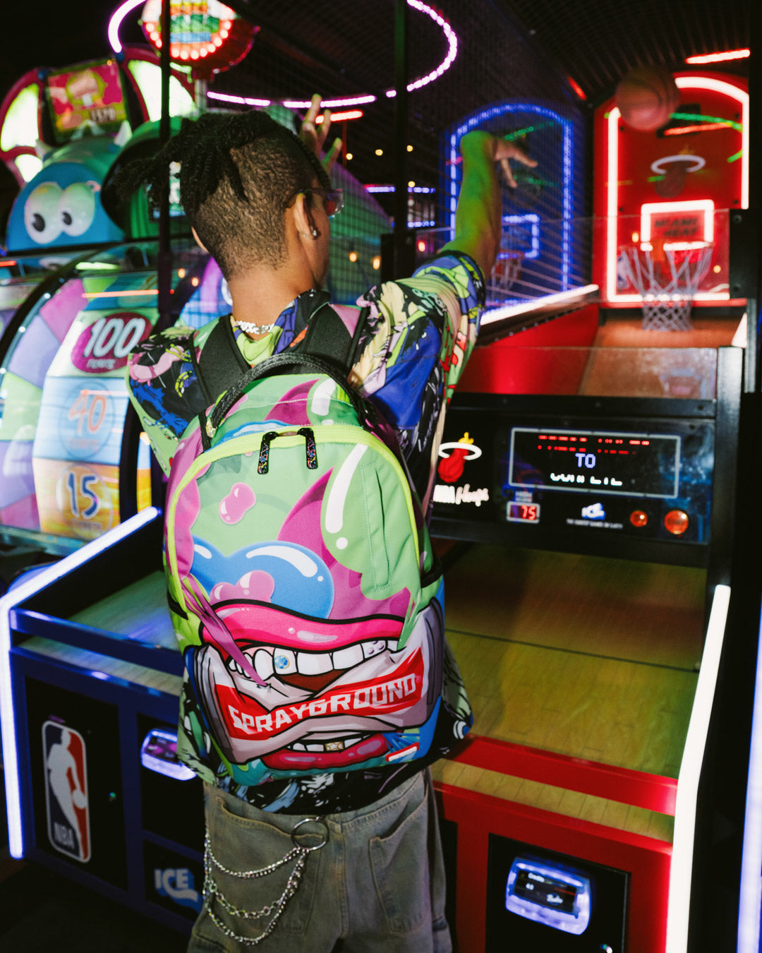 Interior view of the Gummy Spray DLXR backpack showcasing the velour laptop compartment