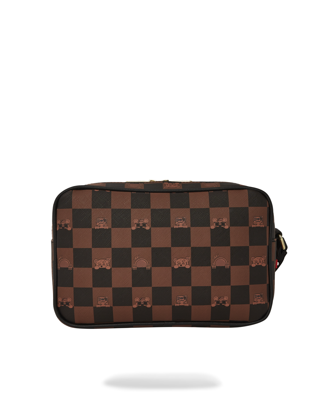 Close-up of the shark pocket detailing on the mens travel toiletry bag