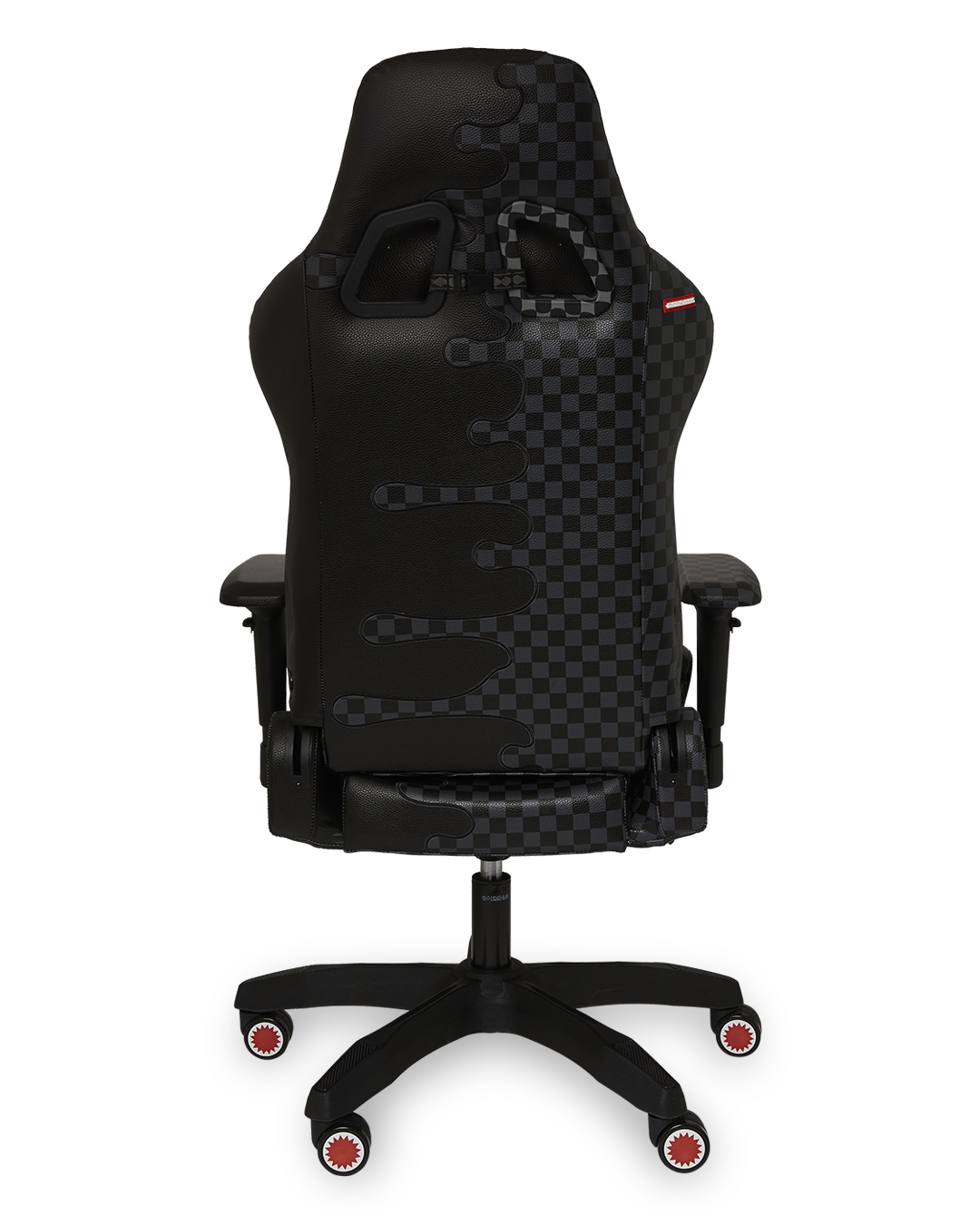 Close-up of 4D adjustable armrests and lumbar support pillow