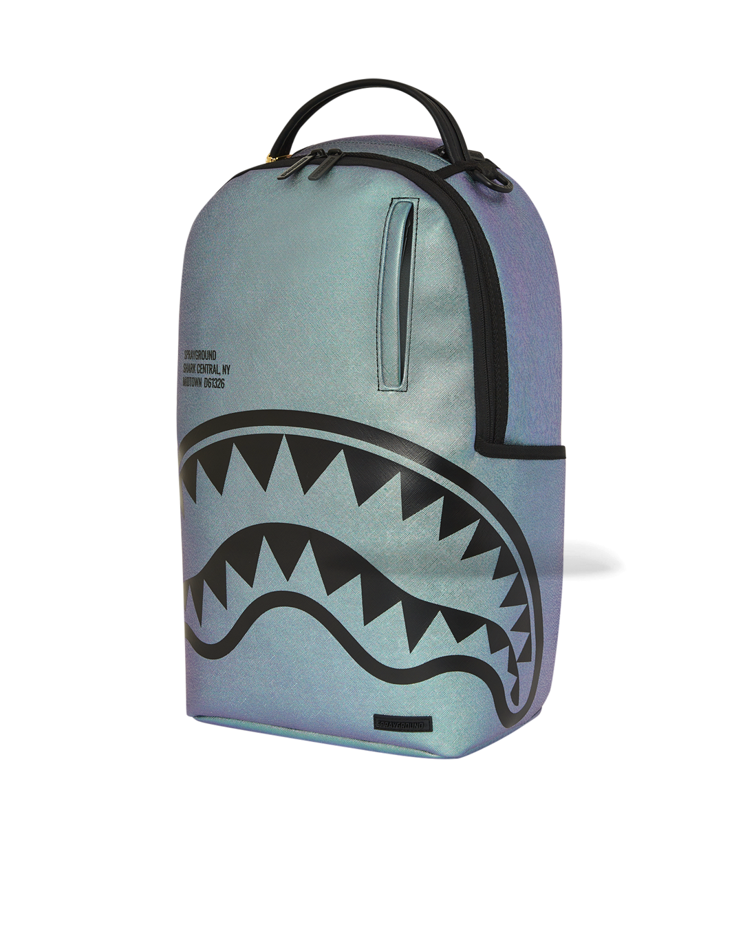 Interior view of faux leather mini backpack with organizer pockets