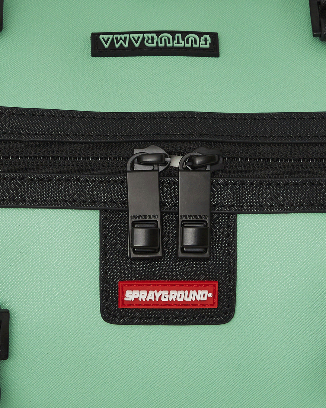 Futurama Planet Express duffle bag in use, packed with travel gear and clothing, demonstrating its spacious interior and durable construction.