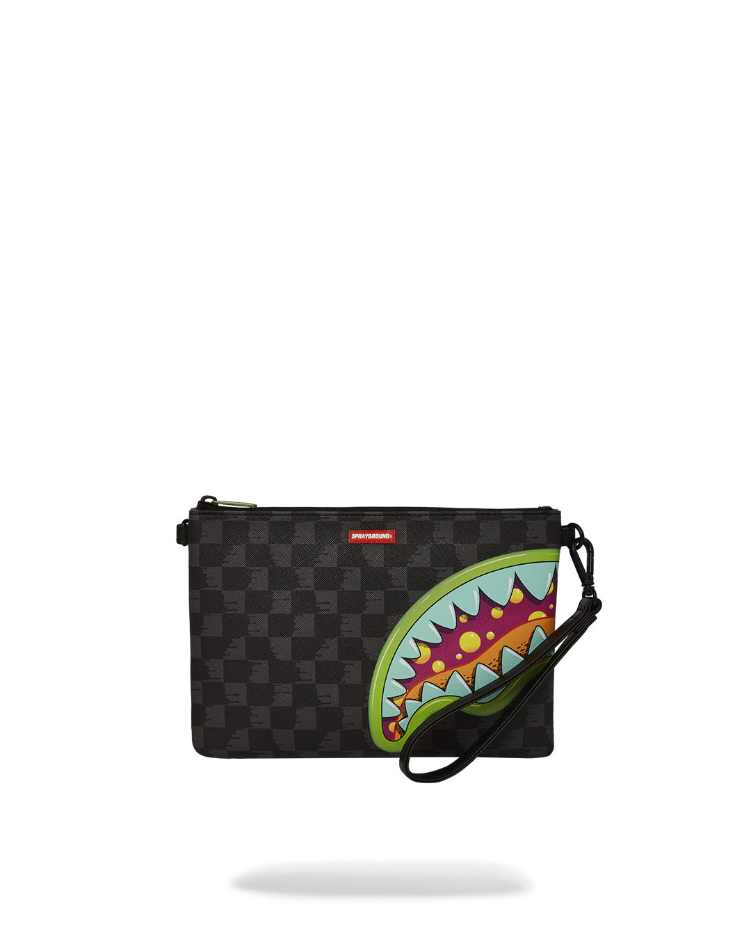 Side angle of Slime Takeover Convertible Wristlet Clutch showcasing the wristlet strap.