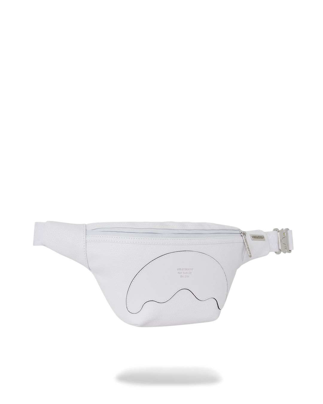 Savvy Faux Leather Crossbody Waist Bag - close-up of adjustable VSM strap and embossed lettering