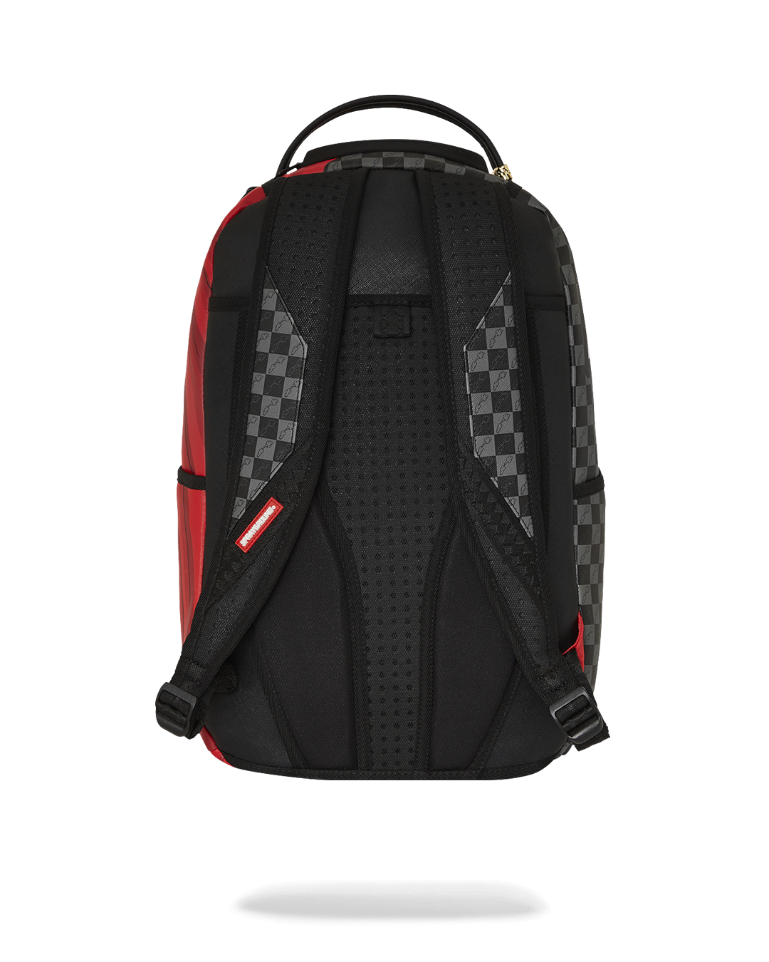 Front view of the Bugs Bunny faux leather mini backpack with zipper pockets.