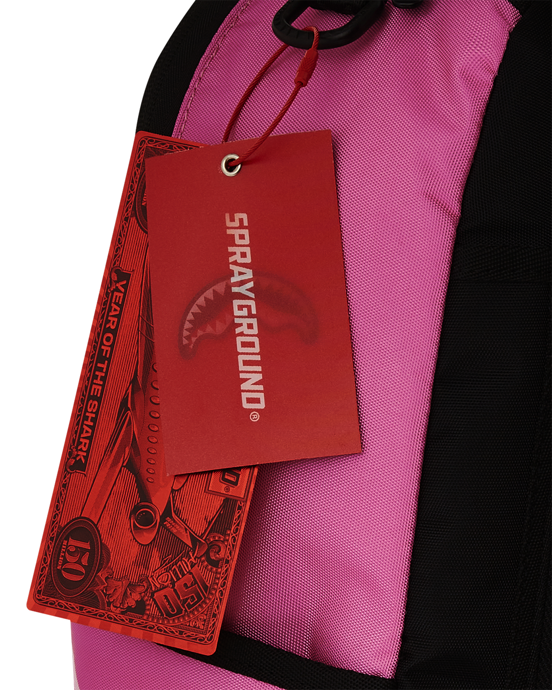 Close-up of AstroWave backpacks stylish gold zippers and embossed logo.