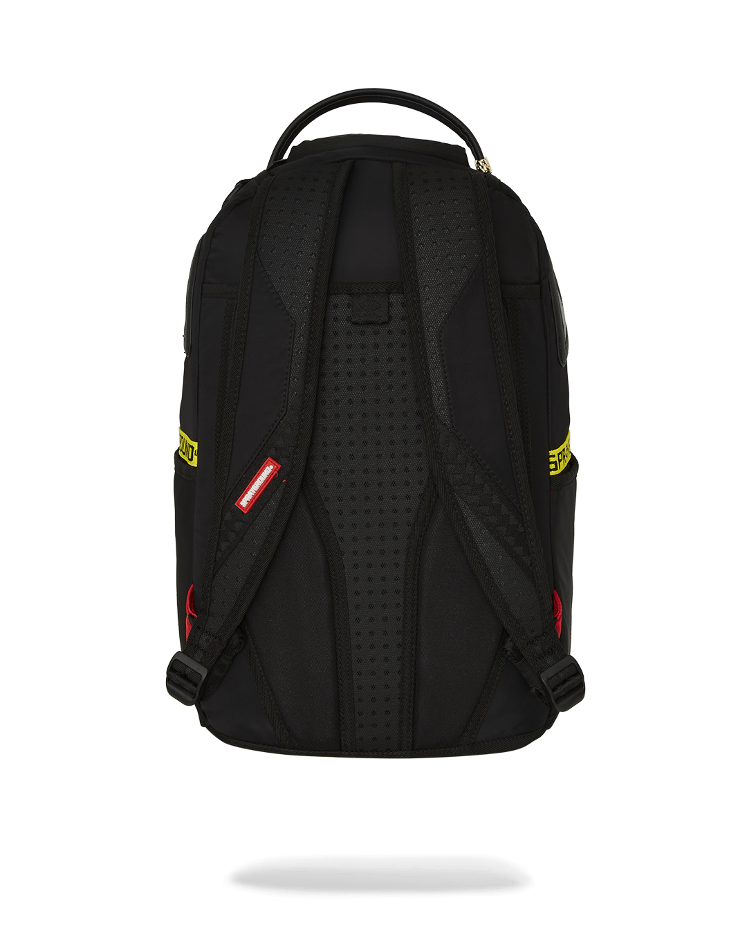 Front view of SharkStyle DLX fashion backpack with gold zippers and sprayground badge