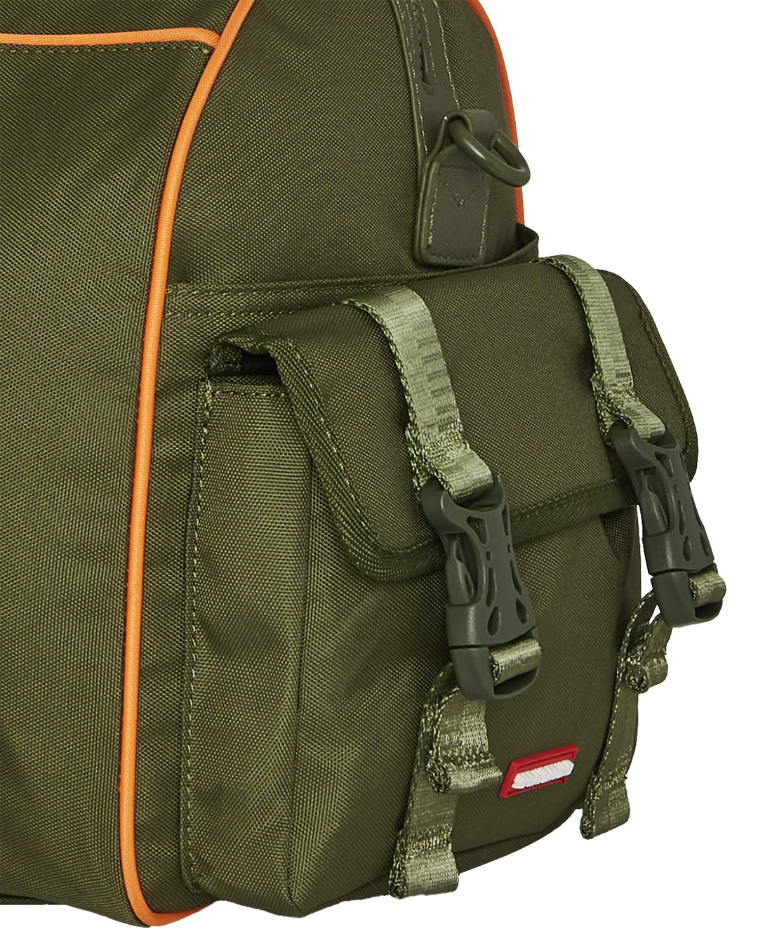 Front view of the Tactical Shark Squad Duffle Bag showcasing its multiple pockets.