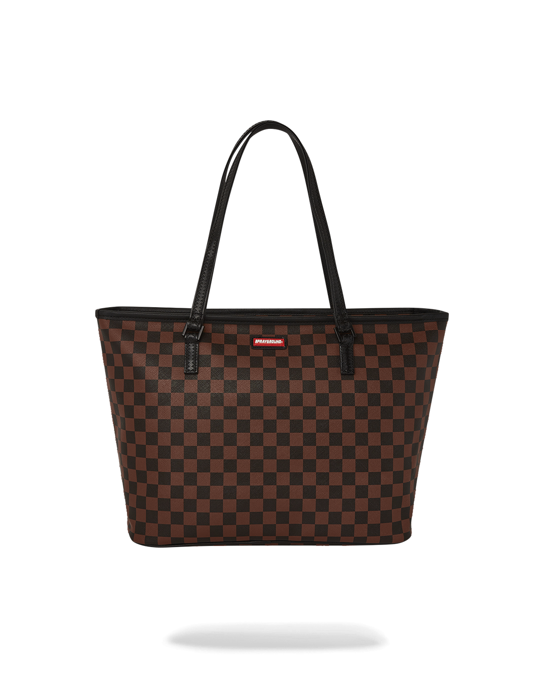 Close-up of the animal print tote bag’s water-resistant faux leather texture