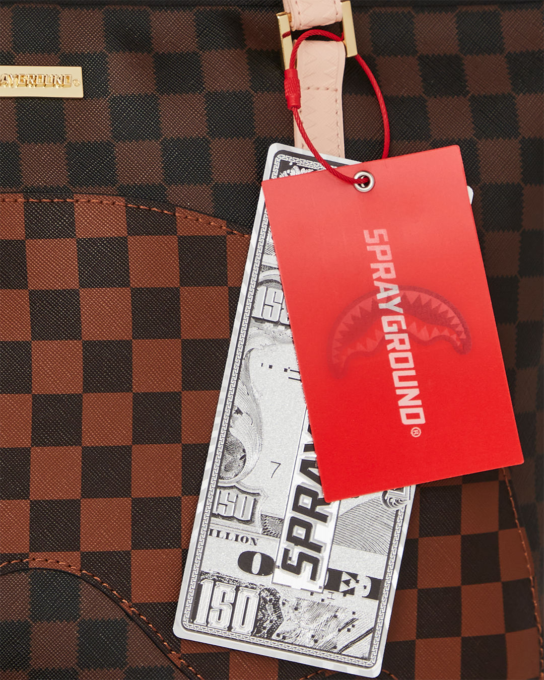 Sprayground Tote Bag with unique printed design and durable faux leather