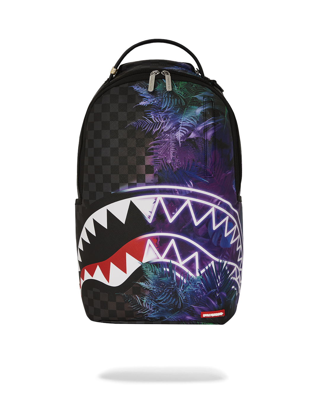 Faux leather backpack showcasing ergonomic design and gold zippers.
