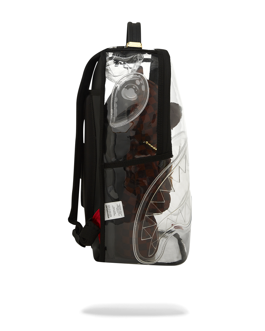 Interior shot showing laptop compartment and clear PVC material for easy visibility