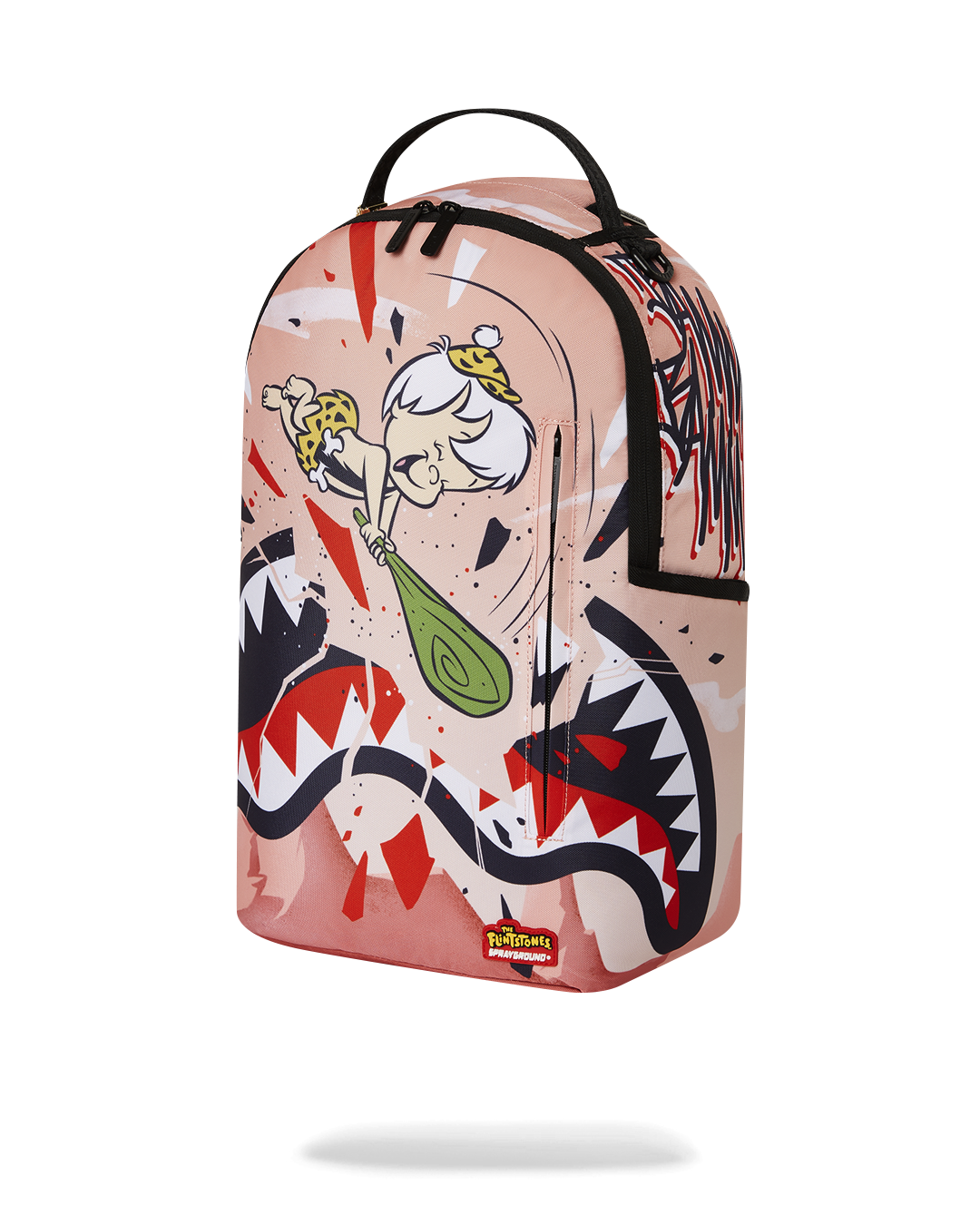 Back view of the pink Sprayground backpack showing ergonomic mesh back padding
