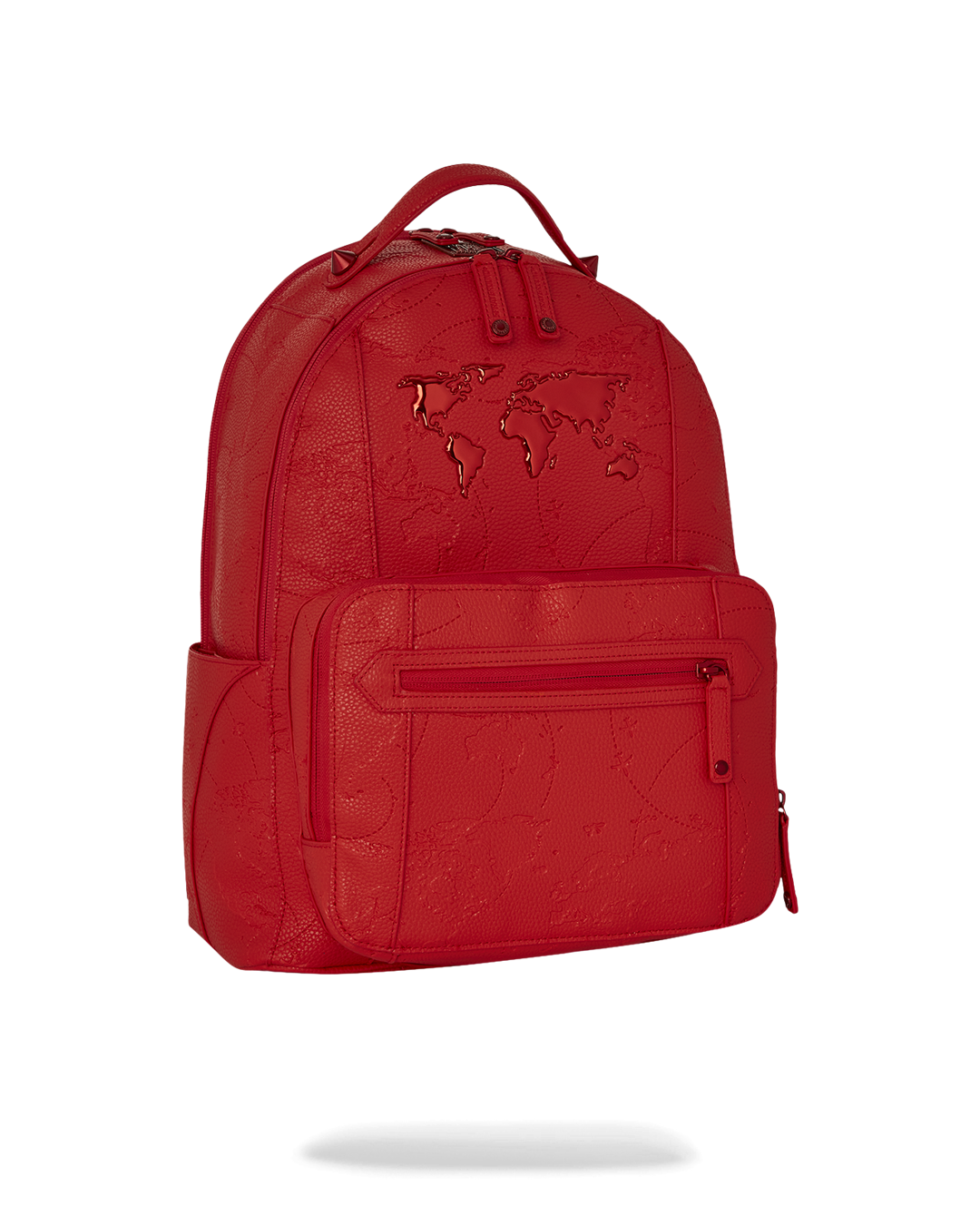 Back view showing ergonomic mesh padding on the ruby red Chateau backpack