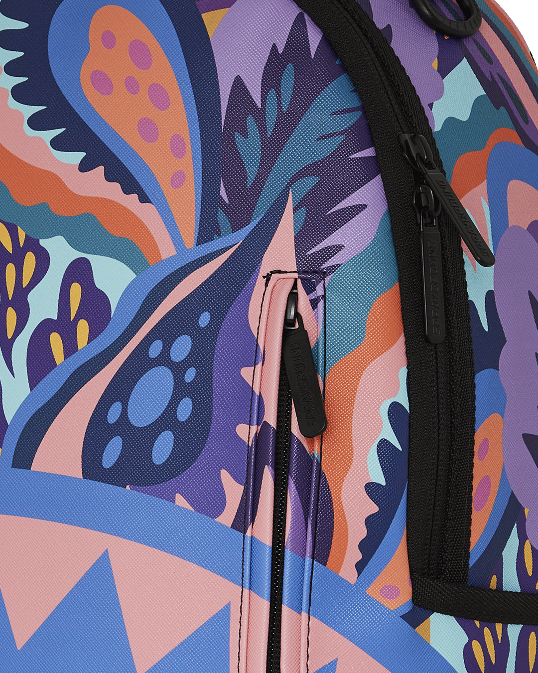 Side angle of the Aquatic Daze backpack highlighting the mesh back padding and adjustable straps.