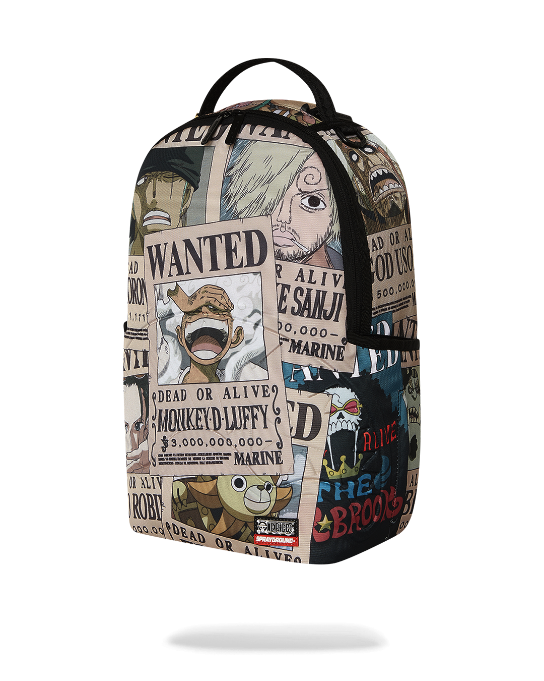 Side view highlighting the adjustable straps of the Sprayground Shark Backpack.