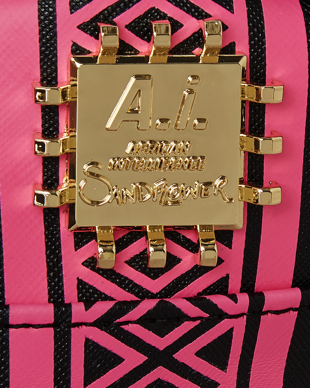 Side view of the Sandflower collab backpack with mesh padding and adjustable straps