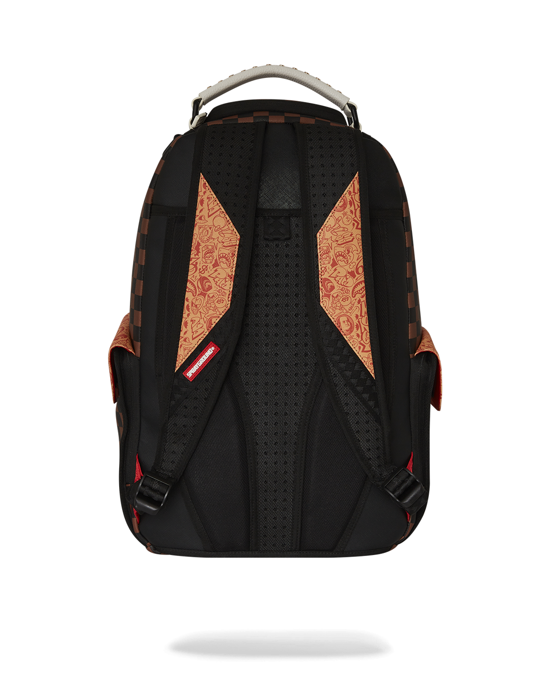 Chic faux leather backpack with ergonomic back padding and gold zippers.