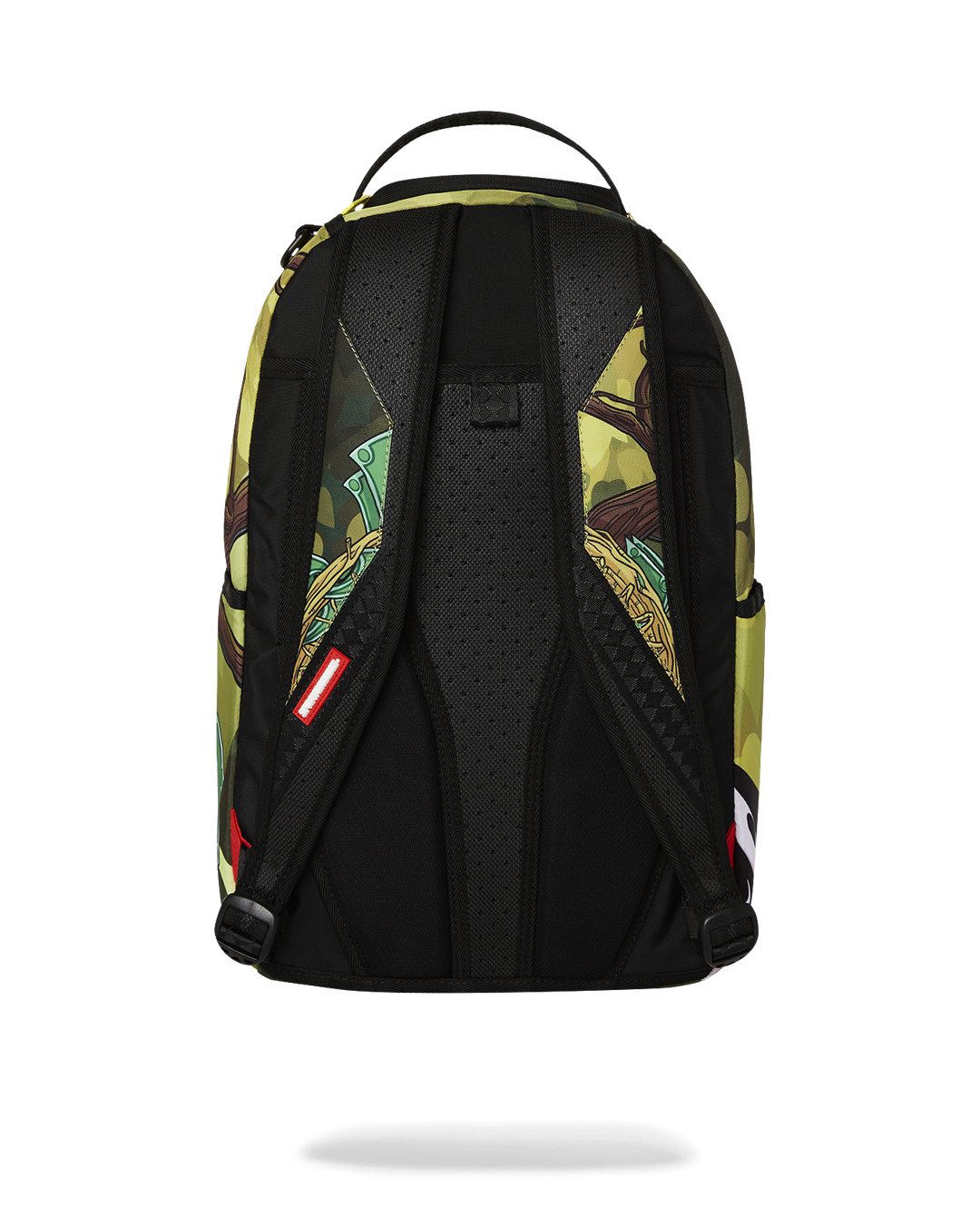 Front view of Tweety backpack cartoon showing zippered compartments and badge detail.