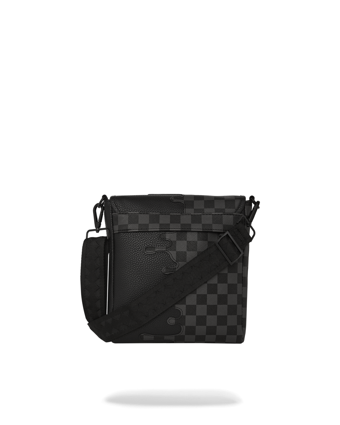 The sling bag being worn over the shoulder, showing its water-resistant fabric.