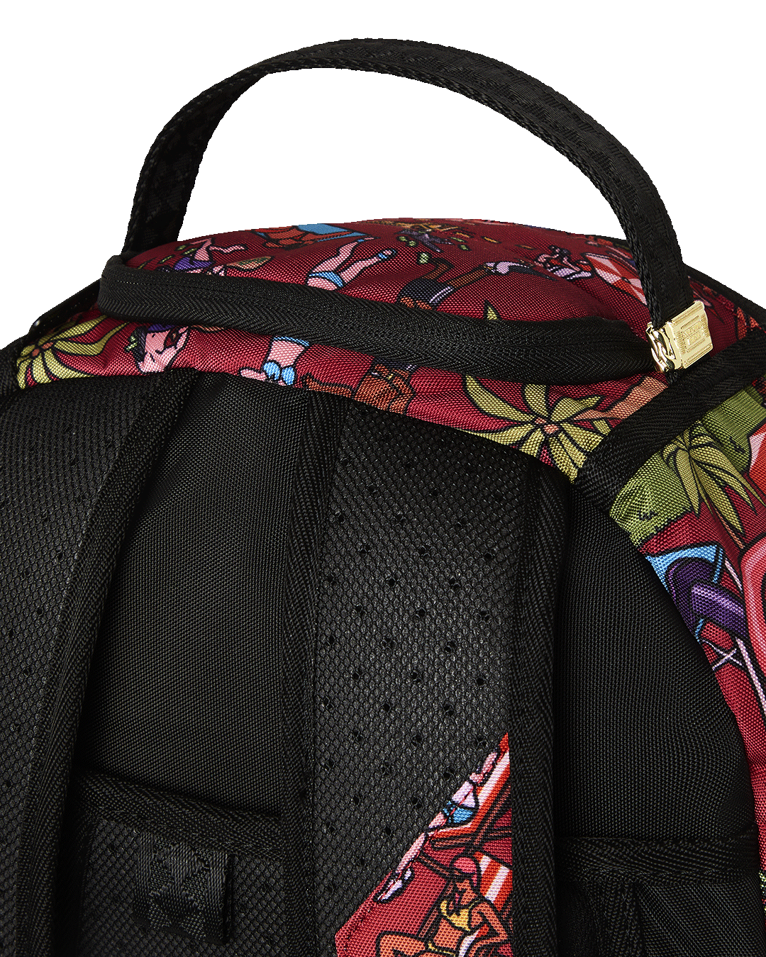 Interior view showing velour laptop compartment and mesh organizer pocket.