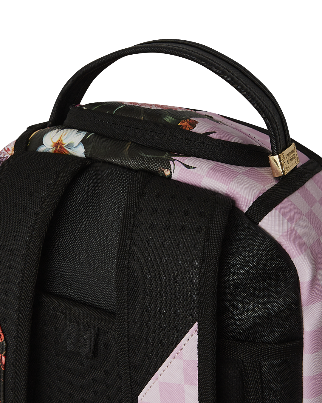 Back of backpack with adjustable straps and luggage sleeve for travel
